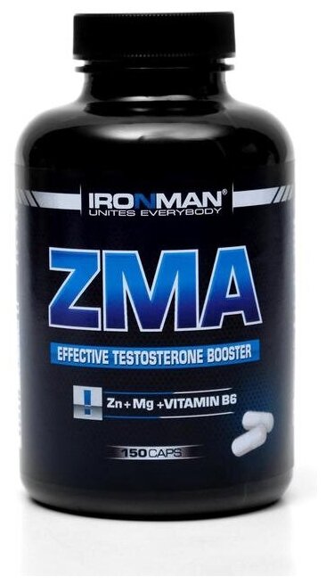 Бустер тестостерона Ironman™ ZMA (цинк-магний аспартат), 150 капс