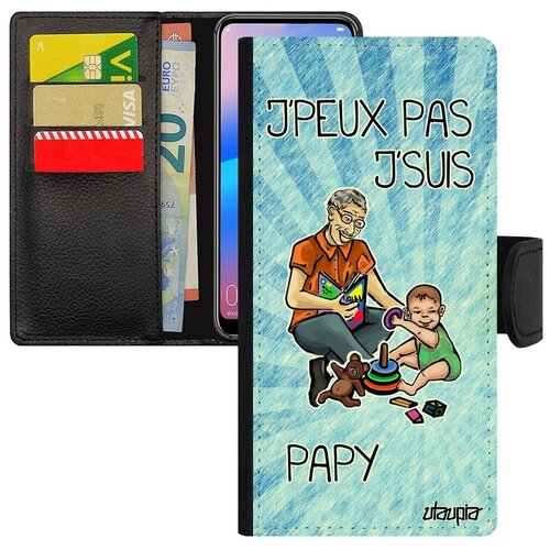 фото Новый чехол книжка на телефон // huawei p30 lite // "не могу - стал дедом!" рисунок комикс, utaupia, голубой