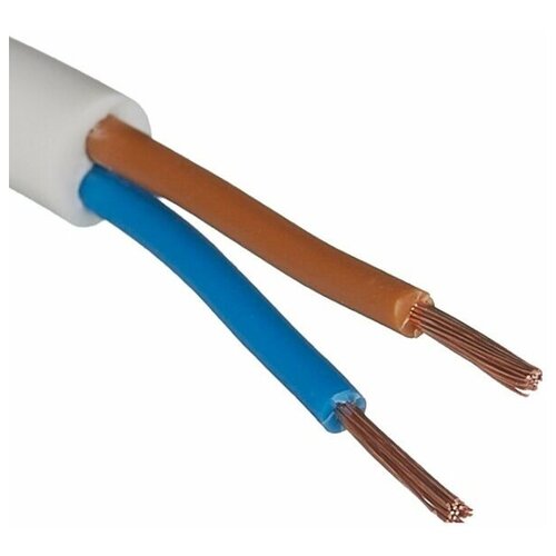 Электрический провод ПВС 2x 0,75 мм 5 метров белый медный ГОСТ НКЗ