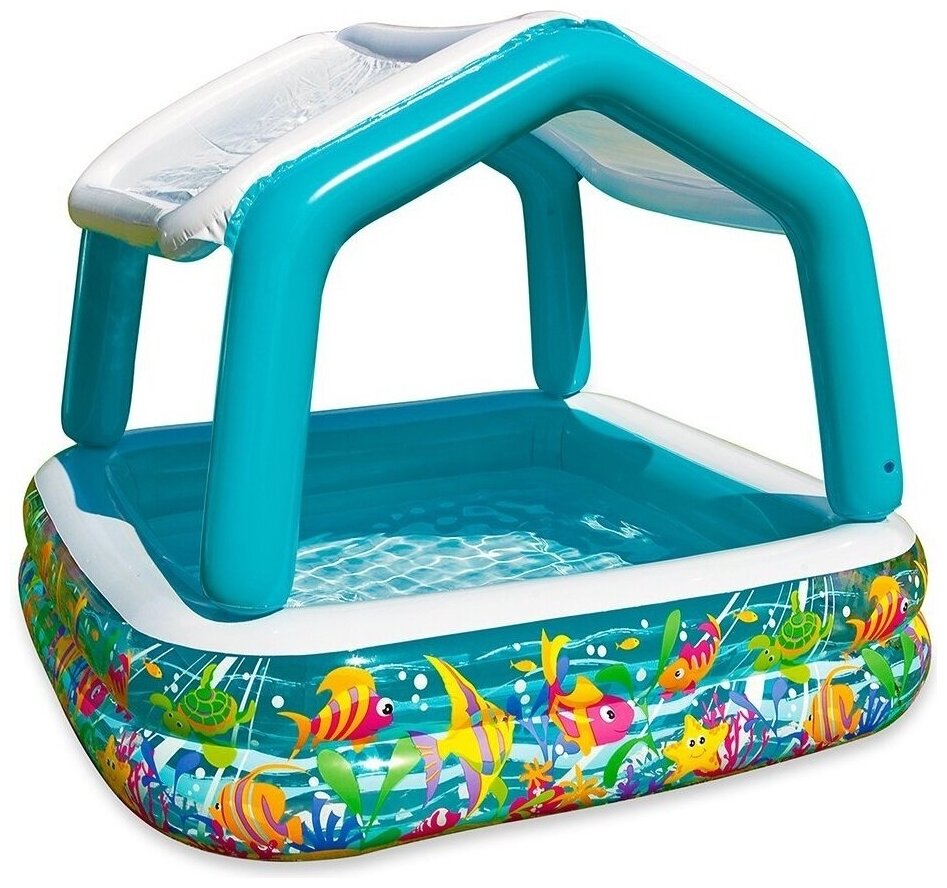 Надувной бассейн Intex детский, с навесом, "Sun Shade Pool", 158х122 см (int57470NP) - фотография № 9