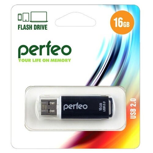 USB Flash PERFEO PF-C13B016 USB 16GB черный BL1 часы настольные perfeo luminous 2 черный синий pf b4928