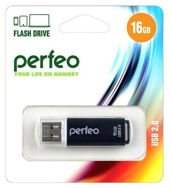 USB Flash PERFEO PF-C13B016 USB 16GB черный BL1