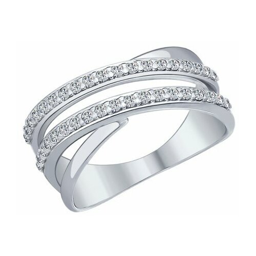 фото Серебряное кольцо sokolov 94012043 с фианитом, размер 17,5 diamant-online