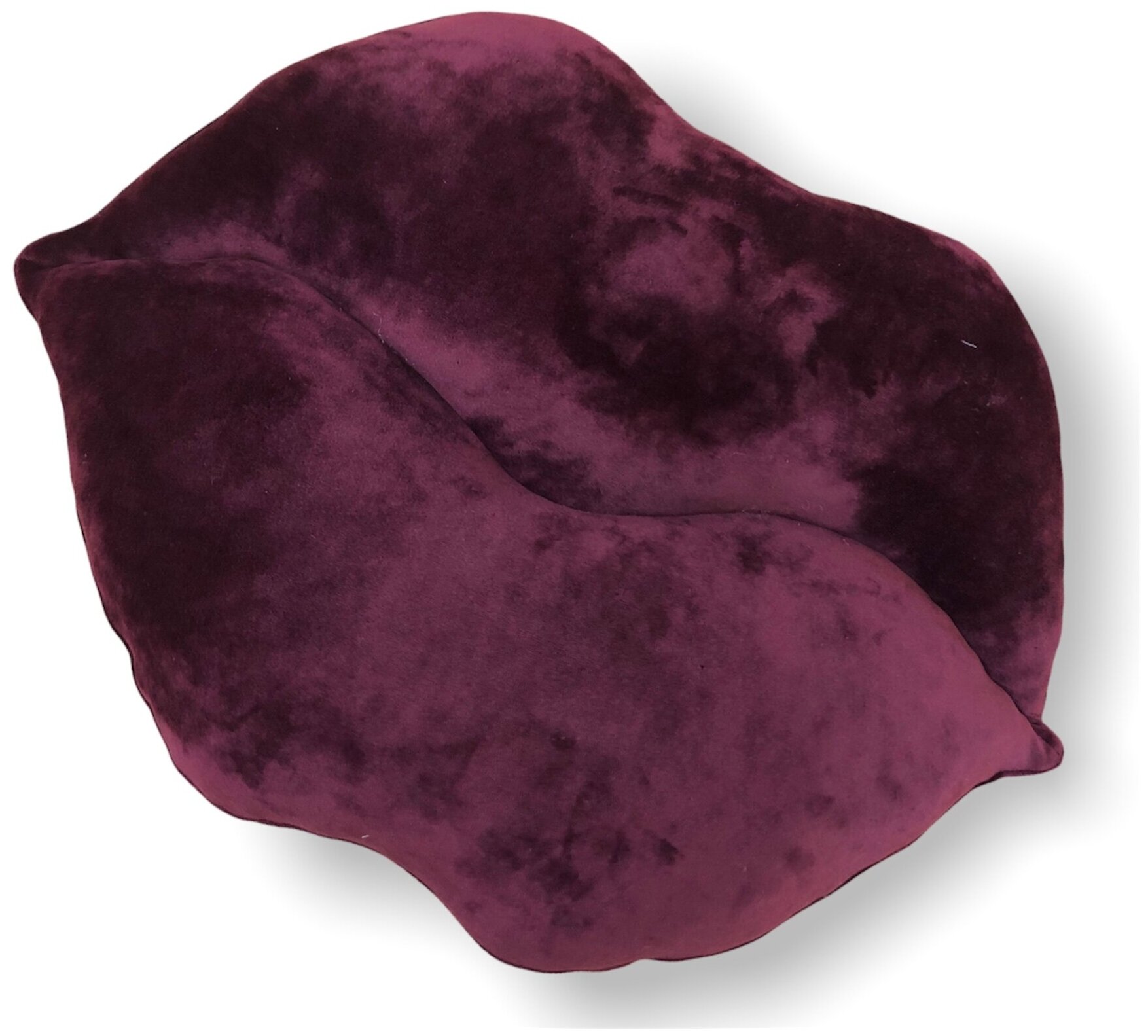 Подушка в виде губ, материал велюр, цвет вишневый