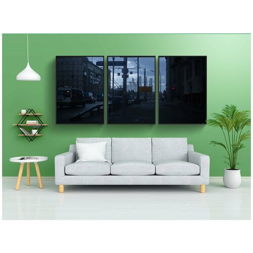 фото Набор модулных постеров для интерьера "москва, россия, дождь" 60x90 см. в тубусе, без рамки lotsprints