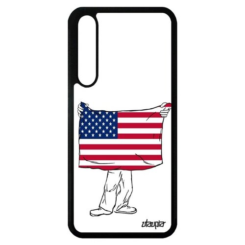 фото Противоударный чехол для смартфона // huawei p20 pro // "флаг соединенных штатов с руками" стиль государственный, utaupia, белый
