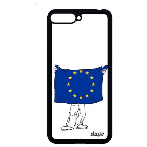 фото Защитный чехол на мобильный // huawei y6 2018 // "флаг европы с руками" стиль государственный, utaupia, белый