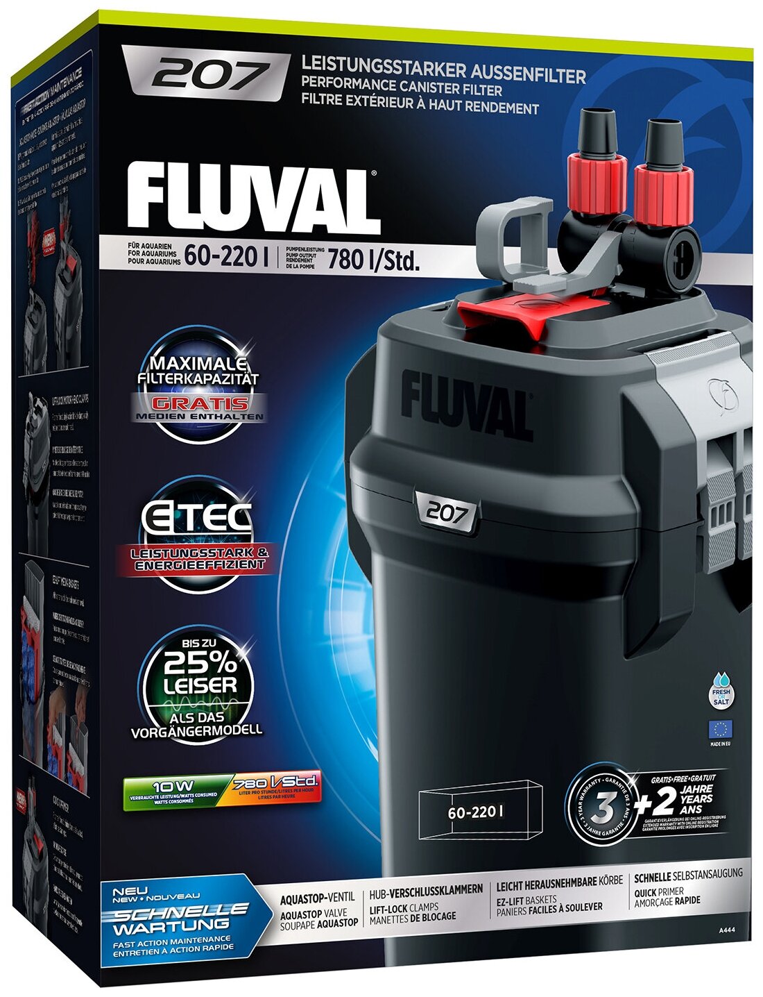 FLUVAL 207 - Фильтр внешний 780-460л/ч от 60 до 220л
