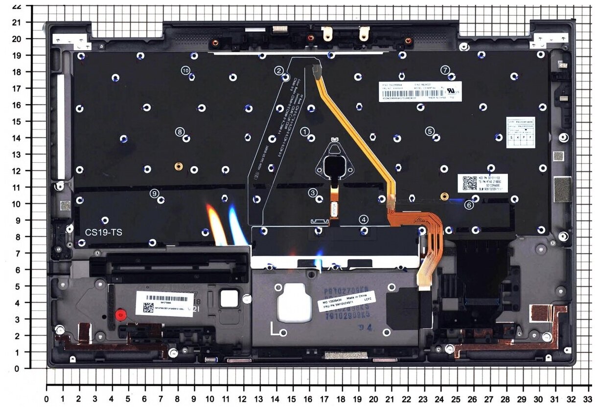 Клавиатура для ноутбука Lenovo 5M10V24935 черная с серым топкейсом