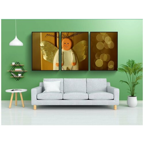 фото Набор модулных постеров для интерьера "рождество, украшение, дед мороз" 60x90 см. в тубусе, без рамки lotsprints