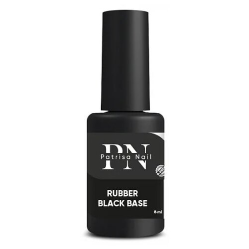 Patrisa Nail Базовое покрытие Rubber black base, черный, 8 мл