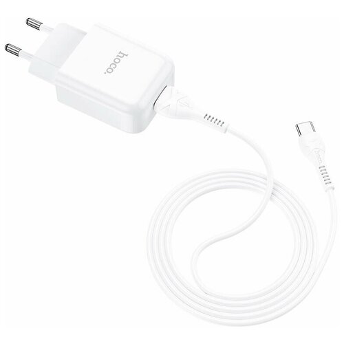 Сетевое зарядное устройство с кабелем USB Type-C Hoco N2 Vigour Single - Белое usb кабель hoco x37 1 метр для iphone 5 6 белый