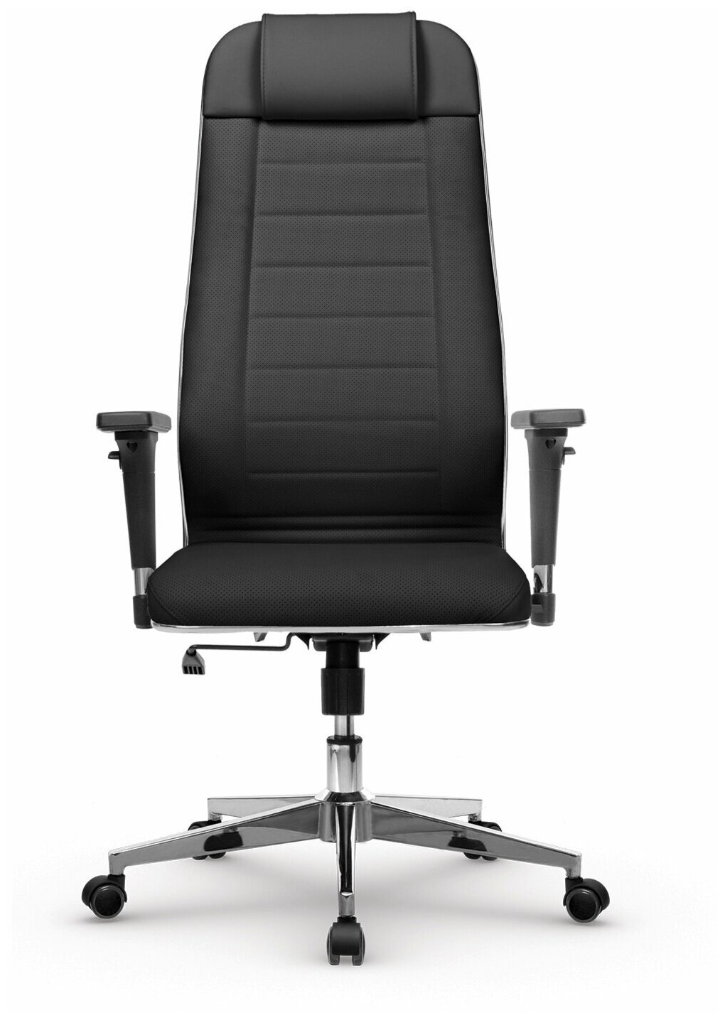Кресло офисное Метта "К-29-2D" хром, рецик, кожа, сиденье и спинка мягкие, черное - фотография № 12