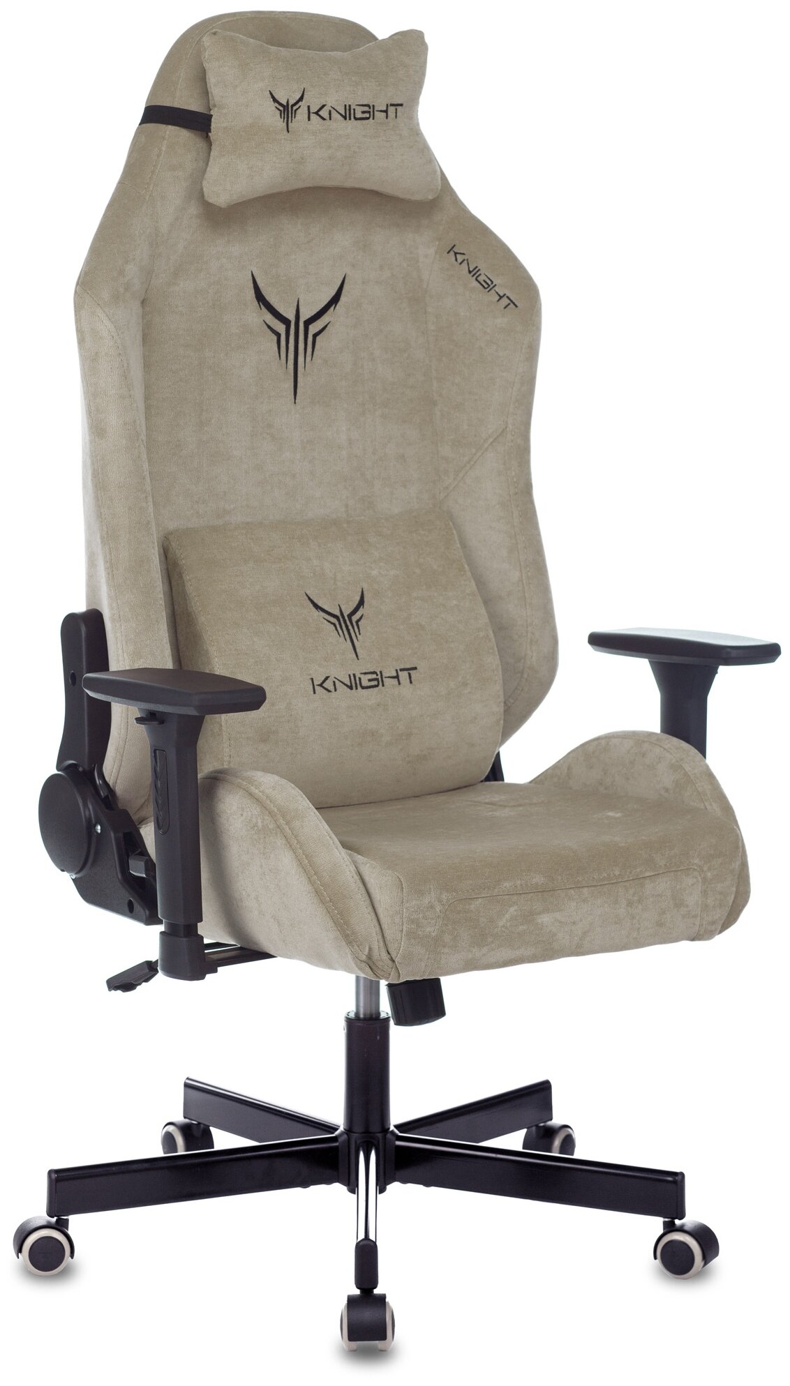 Кресло игровое Knight N1 Fabric бежевый Light-21 с подголов. крестовина металл - фотография № 1
