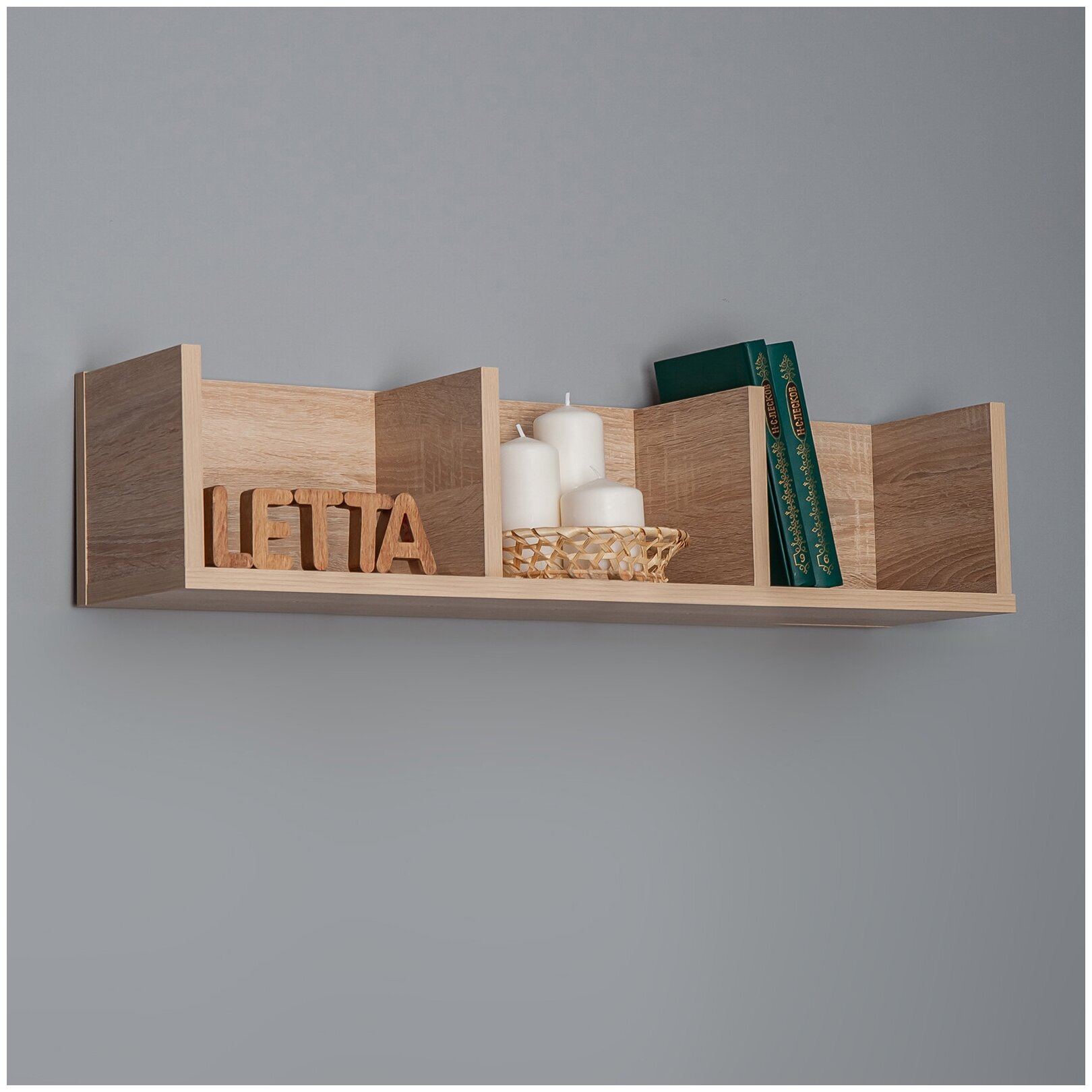 фото Полка навесная Лайт Дуб сонома 786х180х180