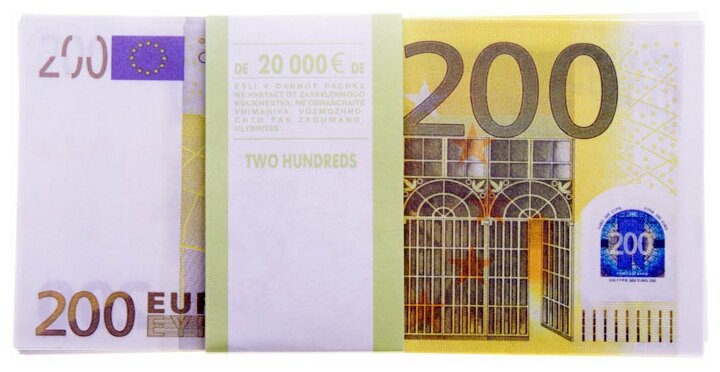 Сувенирная пачка денег "200 евро" — фото 1