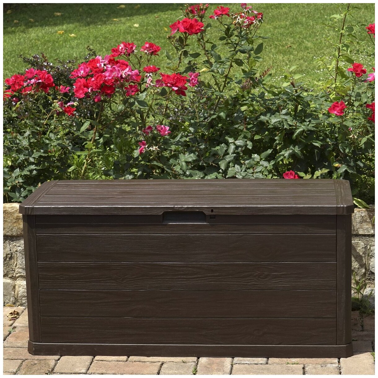 Садовый сундук для хранения вместительный TOOMAX WOODY'S LINE S BOX (56x117х45), 280 л, коричневый - фотография № 4