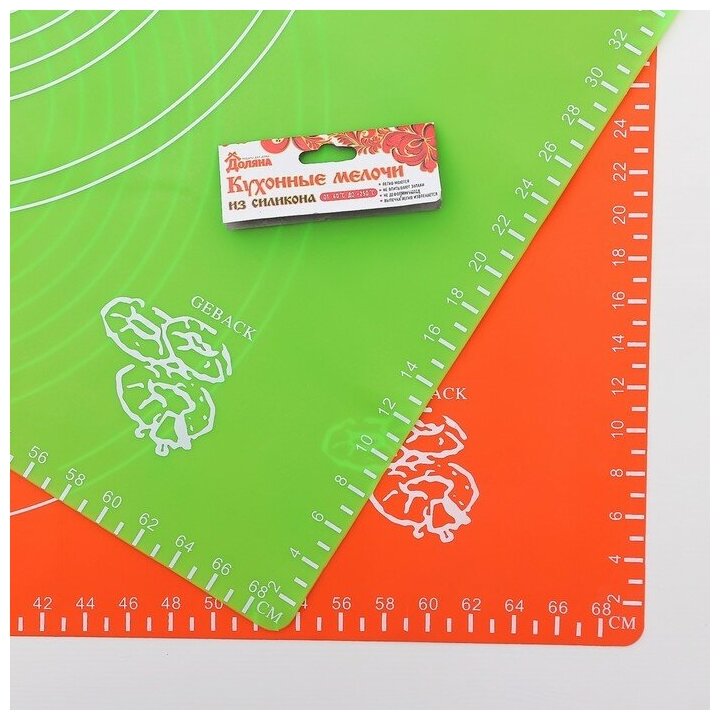 Коврик силиконовый для раскатки теста с разлиновкой "Эрме" 70×50 см, цвет микс - фотография № 7