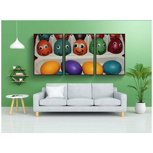 фото Набор модулных постеров для интерьера "пасха, счастливой пасхи, яйца" 60x90 см. в тубусе, без рамки lotsprints