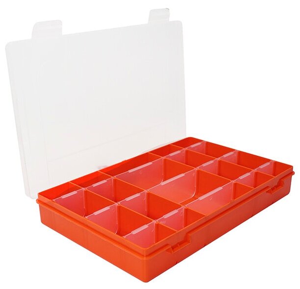 Коробка следопыт LUNO-20 для рыболовных приманок, бело-оранжевая 277*185*42.5 мм