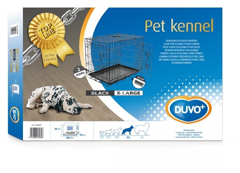 Клетка для собак двухдверная DUVO+ "Pet Kennel Top Line SMALL", чёрная, 62х44х50см (Бельгия) - фотография № 2