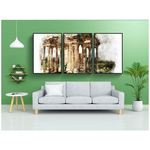 фото Набор модулных постеров для интерьера "рим, акварель, античный" 60x90 см. в тубусе, без рамки lotsprints