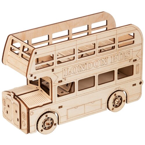 Деревянный 3D-пазл Английский автобус (BIR-010), REZARK деревянный 3d пазл биплан rot 021 rezark