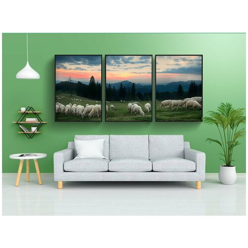 фото Набор модулных постеров для интерьера "овец, холл, запад" 60x90 см. в тубусе, без рамки lotsprints