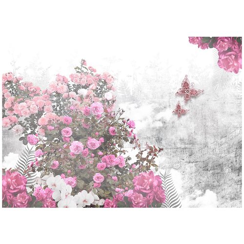 Куст розы винтаж - Виниловые фотообои, (211х150 см)