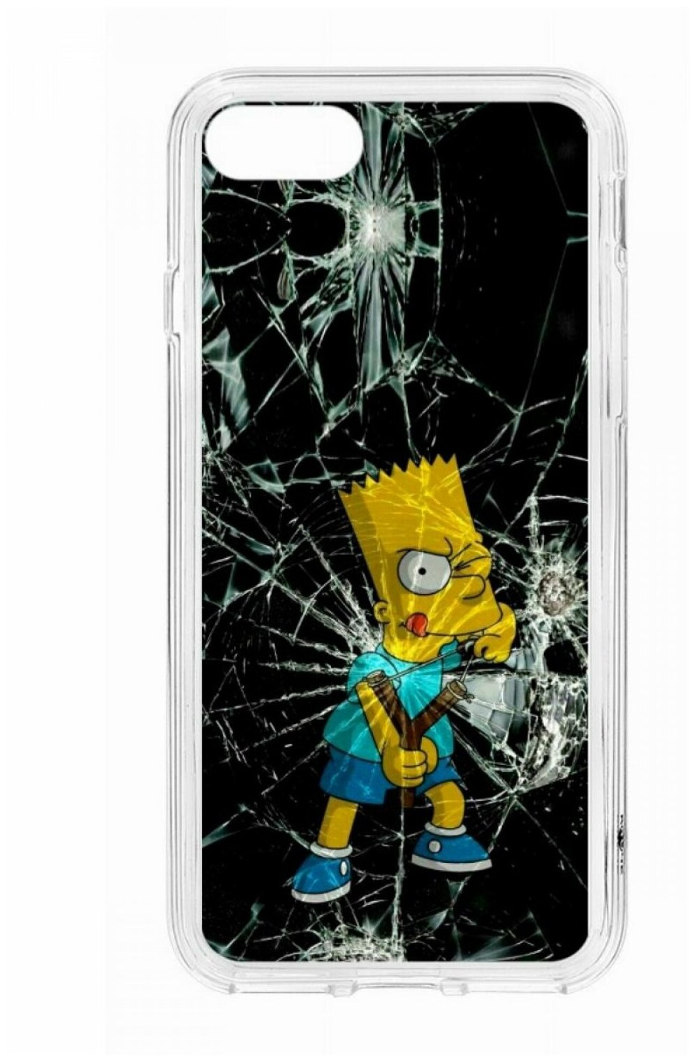 Чехол для iPhone 7/8/SE Kruche Print MagSafe Барт Симпсон,прозрачная накладка с защитой камеры,с рисунком,противоударный силиконовый бампер с принтом