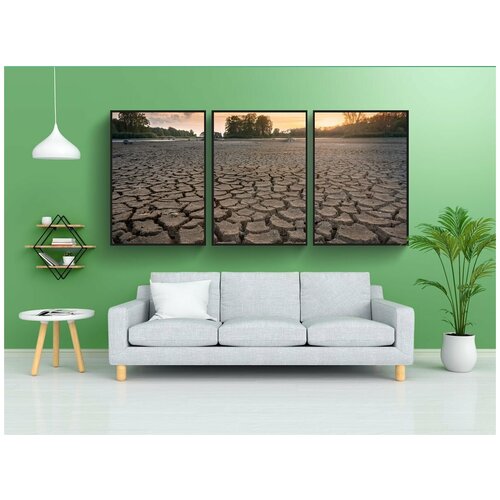 фото Набор модулных постеров для интерьера "сухость, засуха, трещины" 60x90 см. в тубусе, без рамки lotsprints