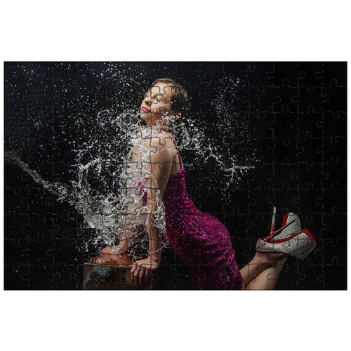 фото Магнитный пазл 27x18см."женщина, модель, платье" на холодильник lotsprints