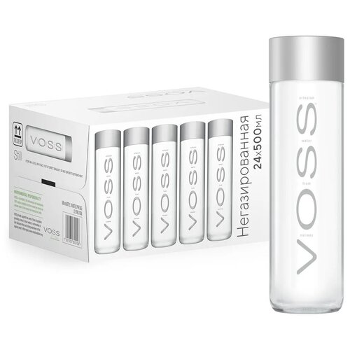 Вода минеральная VOSS (восс) 24 шт. по 0,5 л, негазированная, пэт