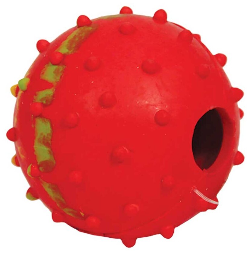 Triol игрушка для собак из цельнолитой резины "Мяч с колокольчиком", d 50 мм - фотография № 1