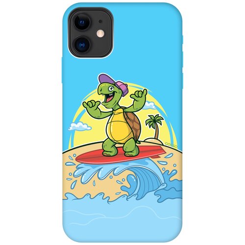 Силиконовый чехол на Apple iPhone 11 / Эпл Айфон 11 с рисунком Turtle Surfer Soft Touch голубой силиконовый чехол на apple iphone 11 эпл айфон 11 с рисунком relaxing turtle soft touch голубой