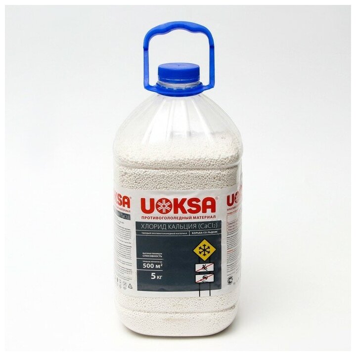 Реагент противогололедный UOKSA Хлористый кальций 5кг бутылка - фотография № 2