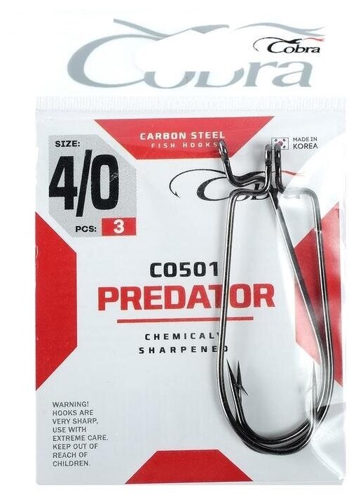 Крючки Cobra FORCE CO501 Офсетник №04/0 3шт.