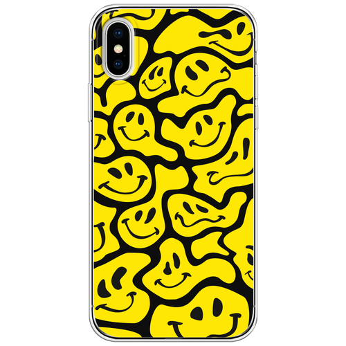 Силиконовый чехол на Apple iPhone X (10) / Айфон Икс (Десять) Расплывчатые смайлики желтые