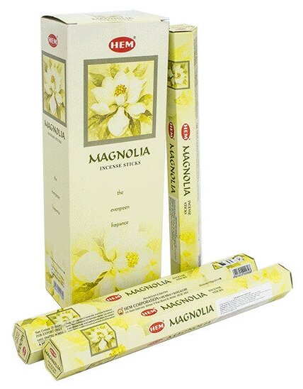 Благовоние HEM Магнолия Magnolia шестигранник упаковка 6 шт Перо Павлина