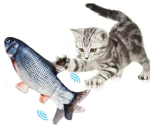 Интерактивная рыбка рыба для кошек собак с виляющим подвижным хвостом дразнилка кусалка для животных + заводная мышь мышка - фотография № 9