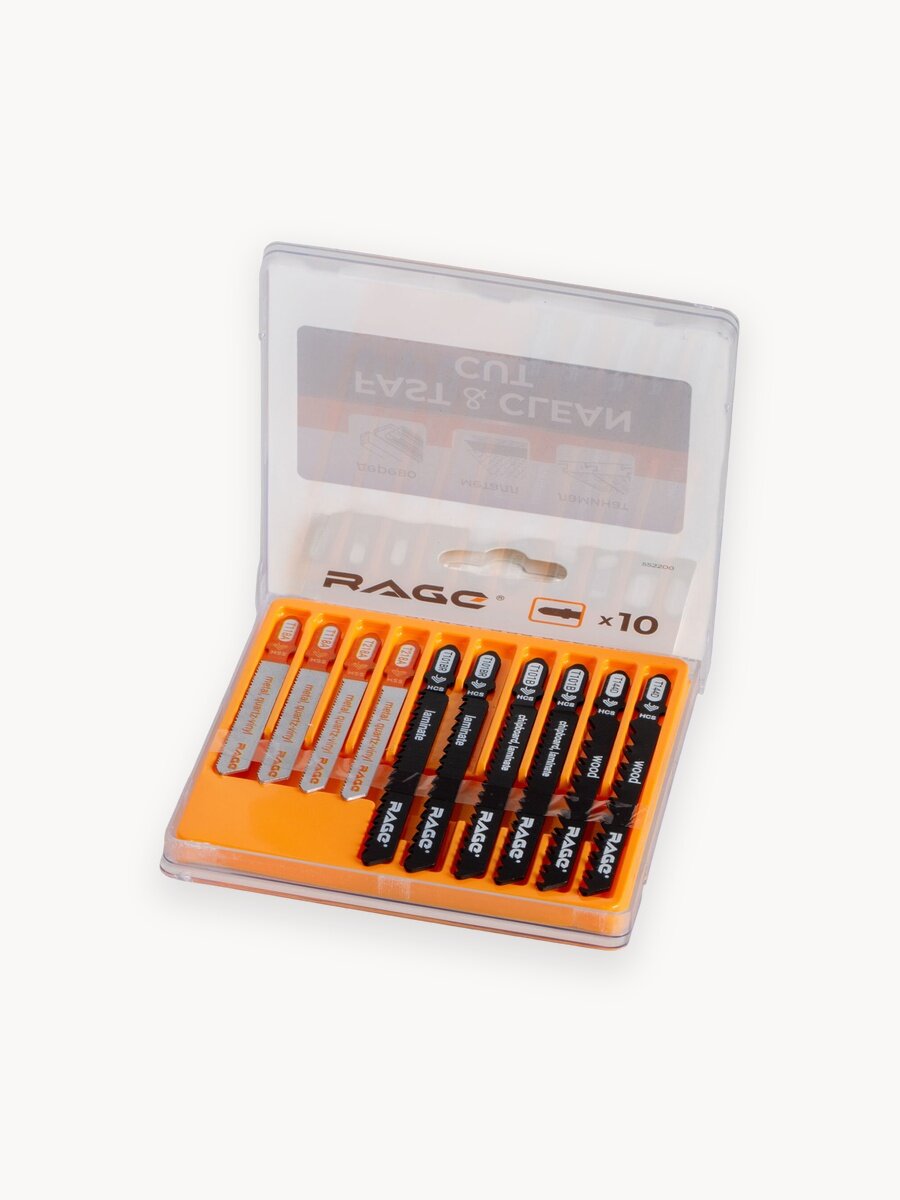 Набор пилок для лобзика по дереву металлу и ламинату 10 шт RAGE