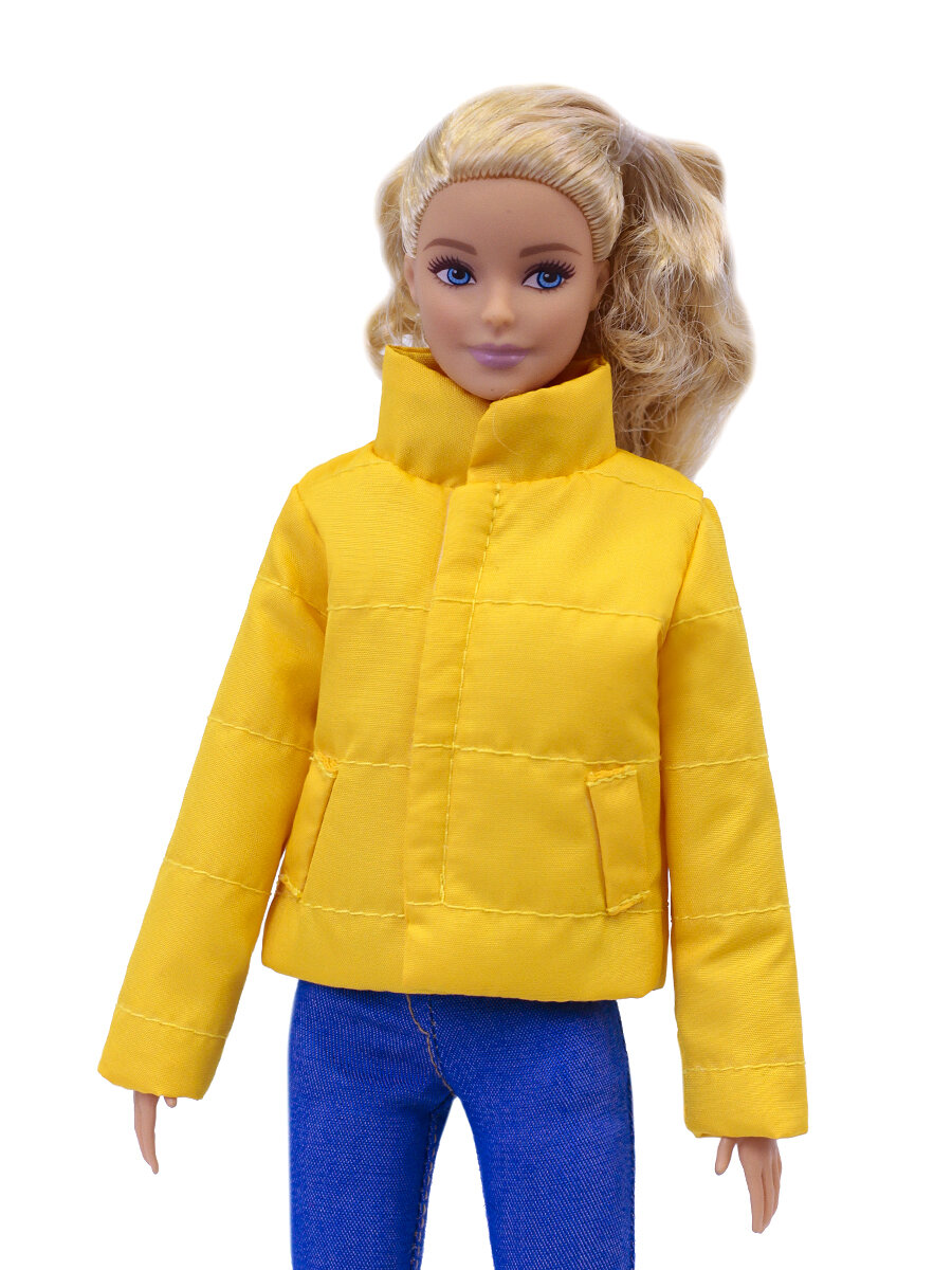 Одежда для кукол барби. Куртка-пуховик цвета "Желтый" для кукол 29 см. типа барби, Fashion royalty(FR2) и подобных размеров тел