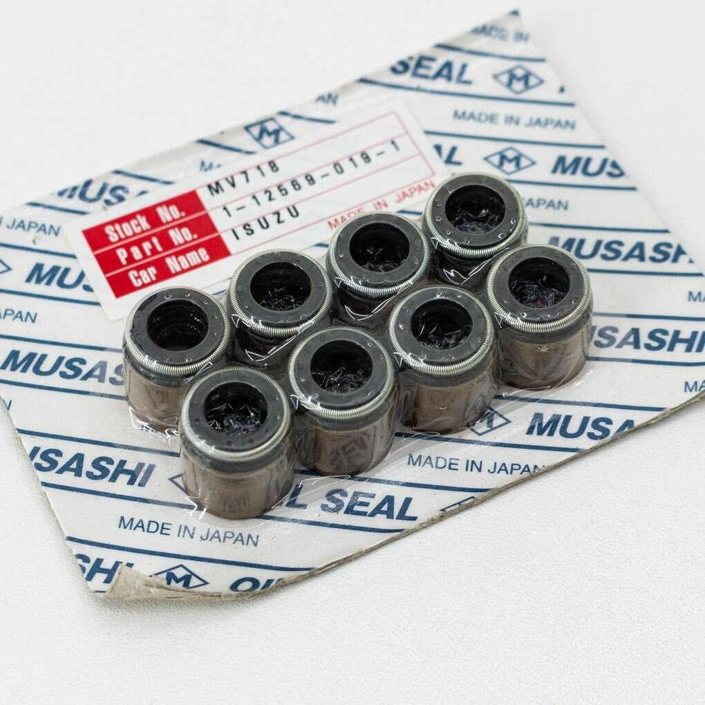 Маслосъемные колпачки ISUZU 8PD1, 10PD1, 12PD1, 6SD1, MUSASHI (комплект 8 шт)