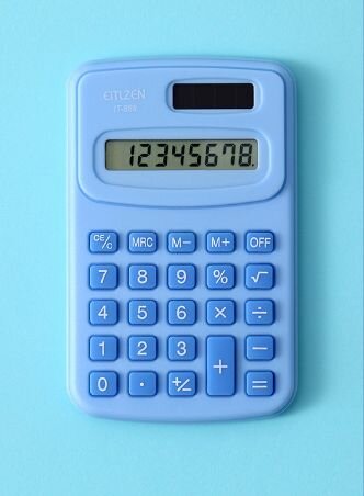 Калькулятор карманный 8-разрядный Renzdo KC-888 голубой