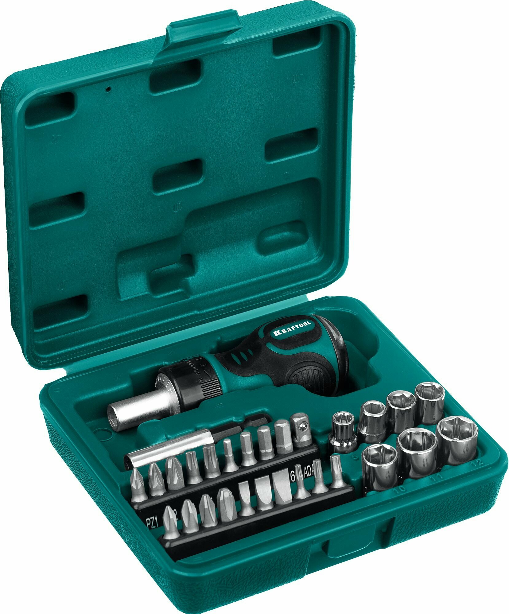 Отвертка реверсивная с насадками 29 предмета Kompakt-29 KRAFTOOL 25556-H29