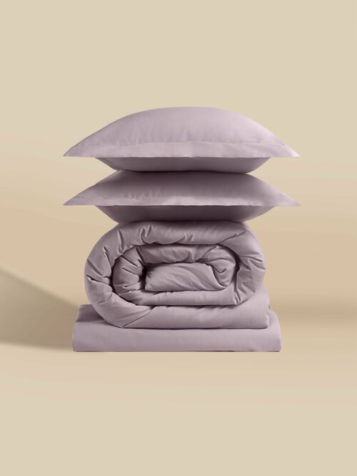 Simply B by Blue Sleep, Комплект 2 -х полуторного спального постельного белья для дома с сатином 1.5 пыльно-розовый