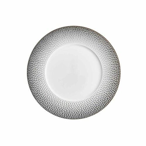Тарелка для подачи салата и сервировки стола десертная фарфоровая DEGRENNE L Fragment, 24 см, белая-черная