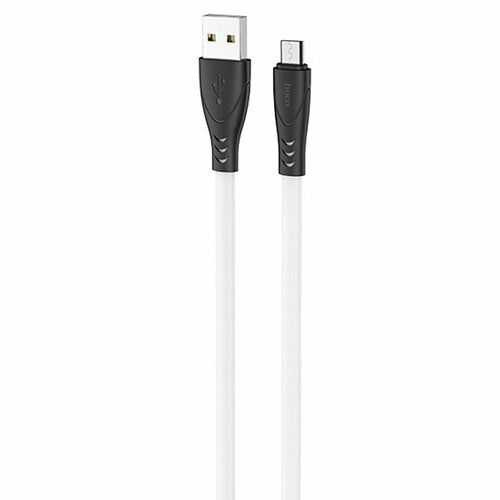 Кабель USB HOCO X42 Soft USB - MicroUSB, 2.4А, 1 м, белый кабель usb apple 8 pin hoco x42 soft 1 0м плоский 2 4a силикон огнестойкий цвет белый