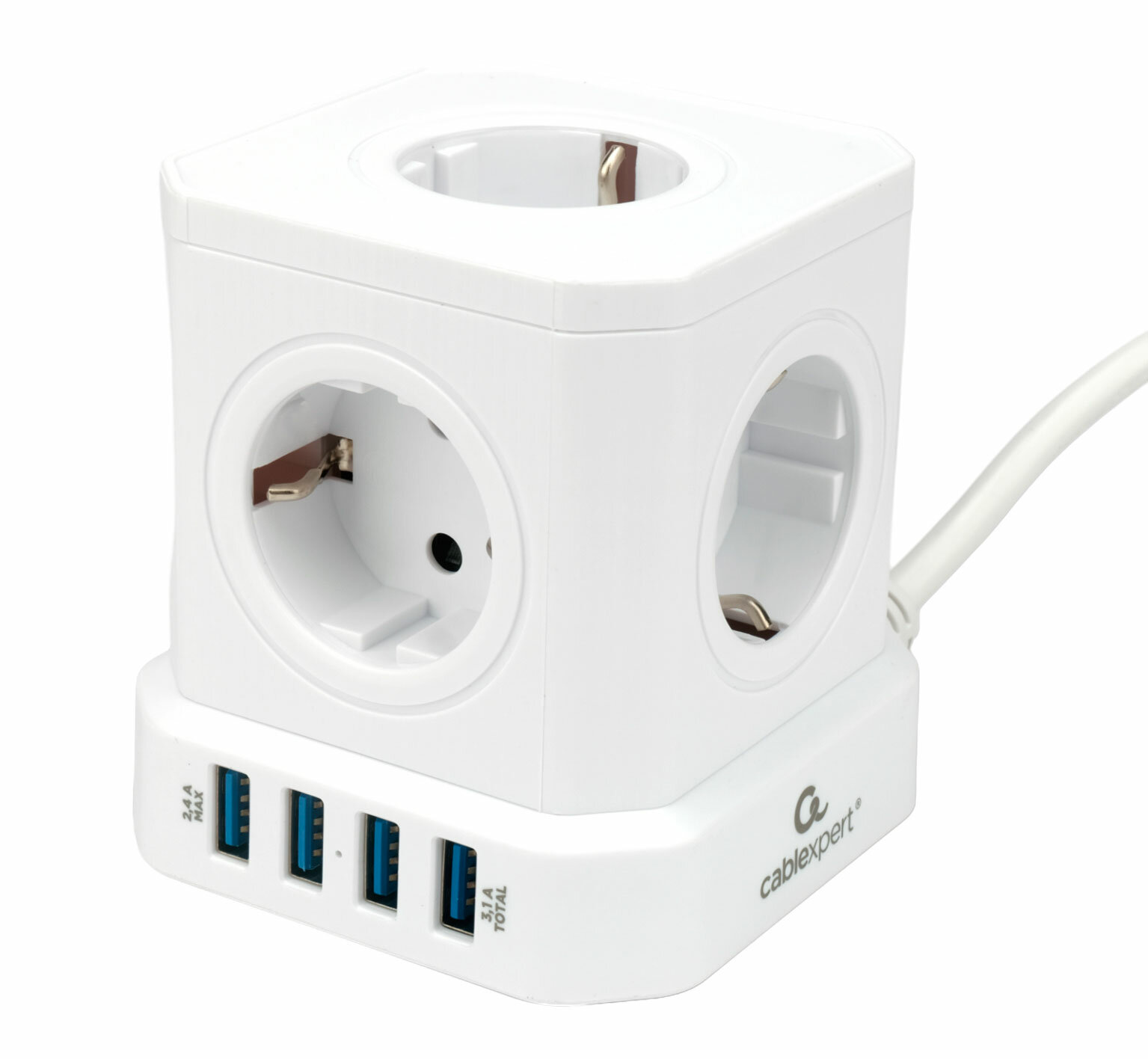 Сетевой фильтр Gembird Cablexpert Tower 5 Sockets 4хUSB 2m White TWR-5-U4-W-2