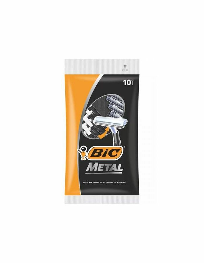 BIC Станок бритвенный Metal, с защитным металическим покрытием, с 1 лезвием, одноразовый, 10 шт, 1 уп